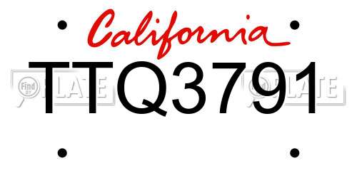 TTQ3791 California License Plate