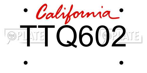 TTQ602 California License Plate