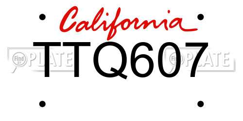 TTQ607 California License Plate