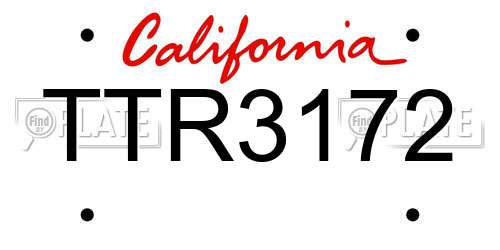 TTR3172 California License Plate