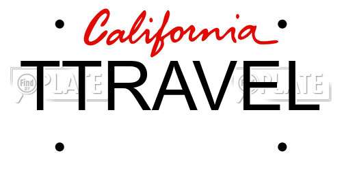 TTRAVEL California License Plate