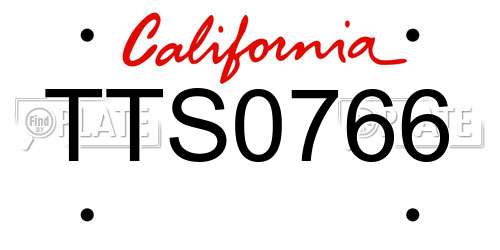TTS0766 California License Plate