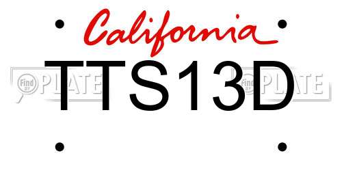 TTS13D California License Plate