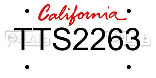 TTS2263 California License Plate