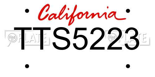 TTS5223 California License Plate
