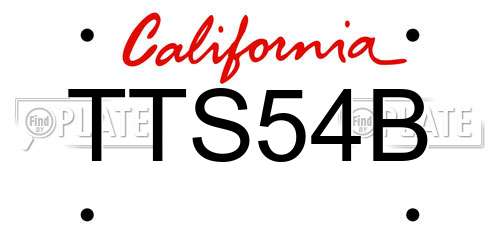 TTS54B California License Plate