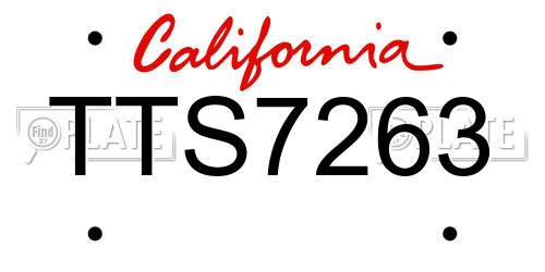 TTS7263 California License Plate