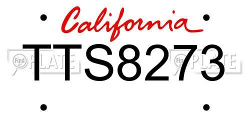 TTS8273 California License Plate