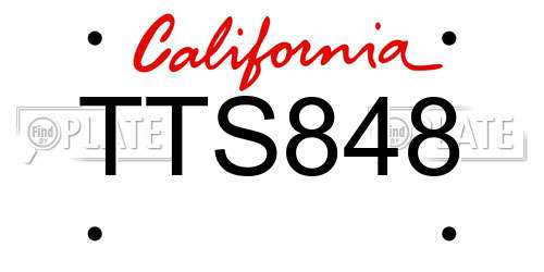 TTS848 California License Plate
