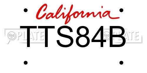 TTS84B California License Plate