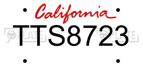 TTS8723 California License Plate