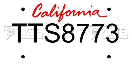 TTS8773 California License Plate