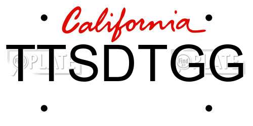 TTSDTGG California License Plate