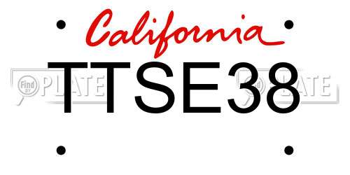 TTSE38 California License Plate