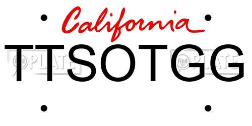 TTSOTGG California License Plate
