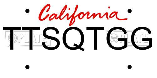 TTSQTGG California License Plate