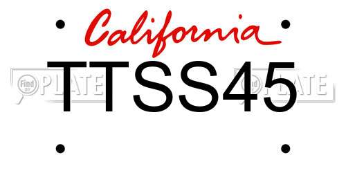 TTSS45 California License Plate
