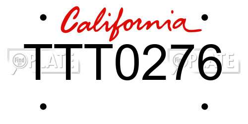 TTT0276 California License Plate