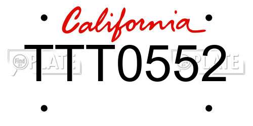 TTT0552 California License Plate