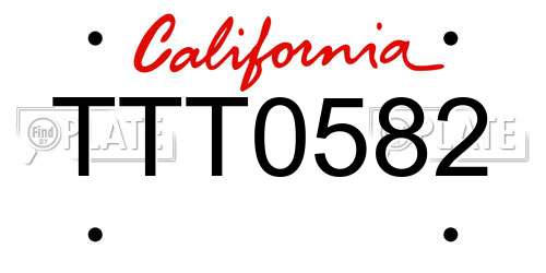 TTT0582 California License Plate