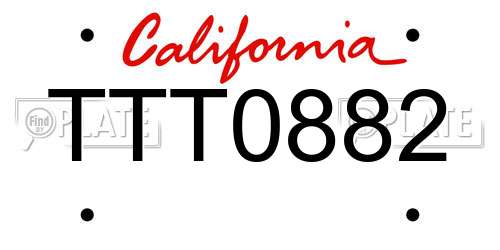 TTT0882 California License Plate