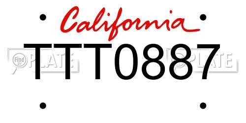 TTT0887 California License Plate