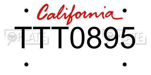TTT0895 California License Plate