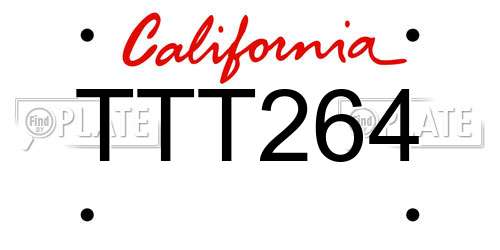TTT264 California License Plate