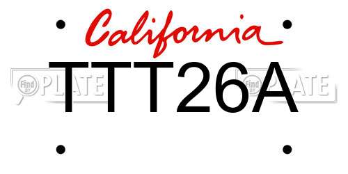TTT26A California License Plate