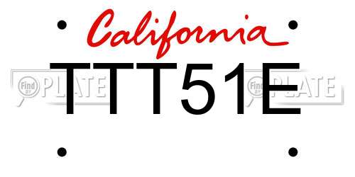 TTT51E California License Plate