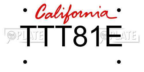 TTT81E California License Plate