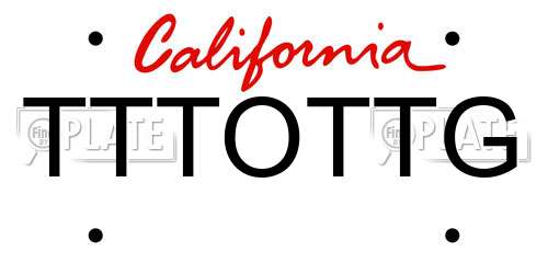 TTTOTTG California License Plate