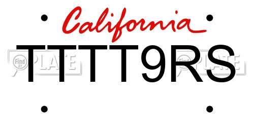 TTTT9RS California License Plate