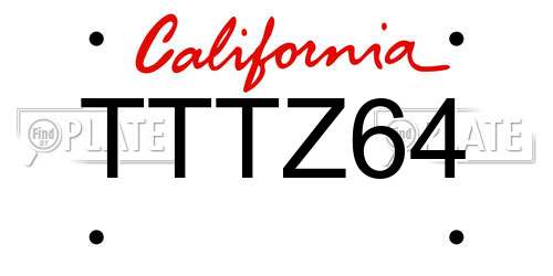TTTZ64 California License Plate