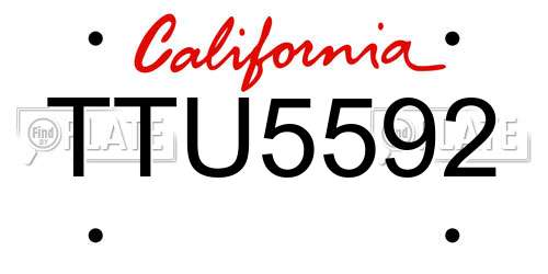 TTU5592 California License Plate