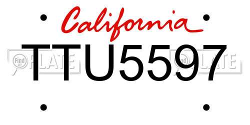 TTU5597 California License Plate