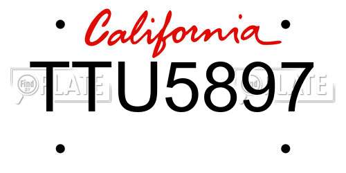 TTU5897 California License Plate