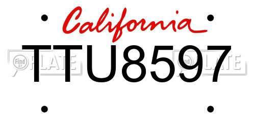 TTU8597 California License Plate
