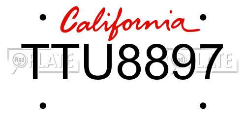 TTU8897 California License Plate