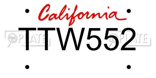 TTW552 California License Plate