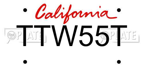 TTW55T California License Plate