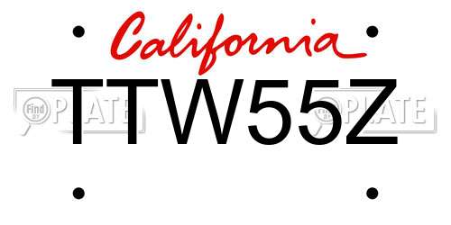 TTW55Z California License Plate