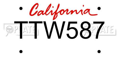 TTW587 California License Plate