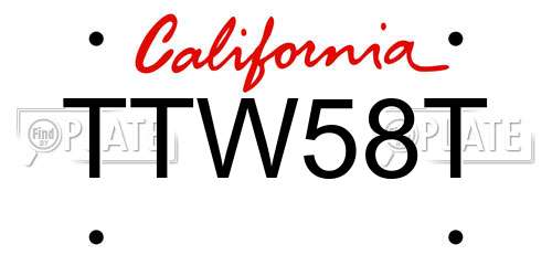 TTW58T California License Plate