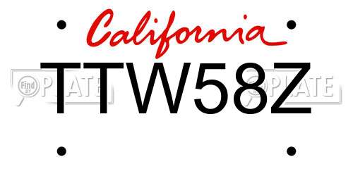 TTW58Z California License Plate