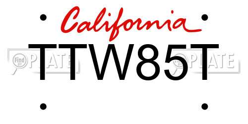 TTW85T California License Plate