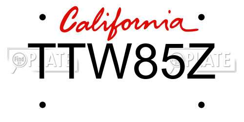 TTW85Z California License Plate