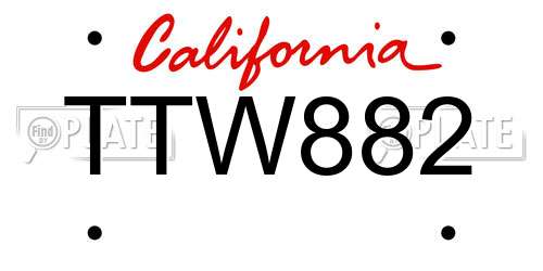 TTW882 California License Plate
