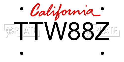 TTW88Z California License Plate