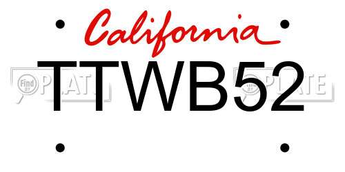 TTWB52 California License Plate